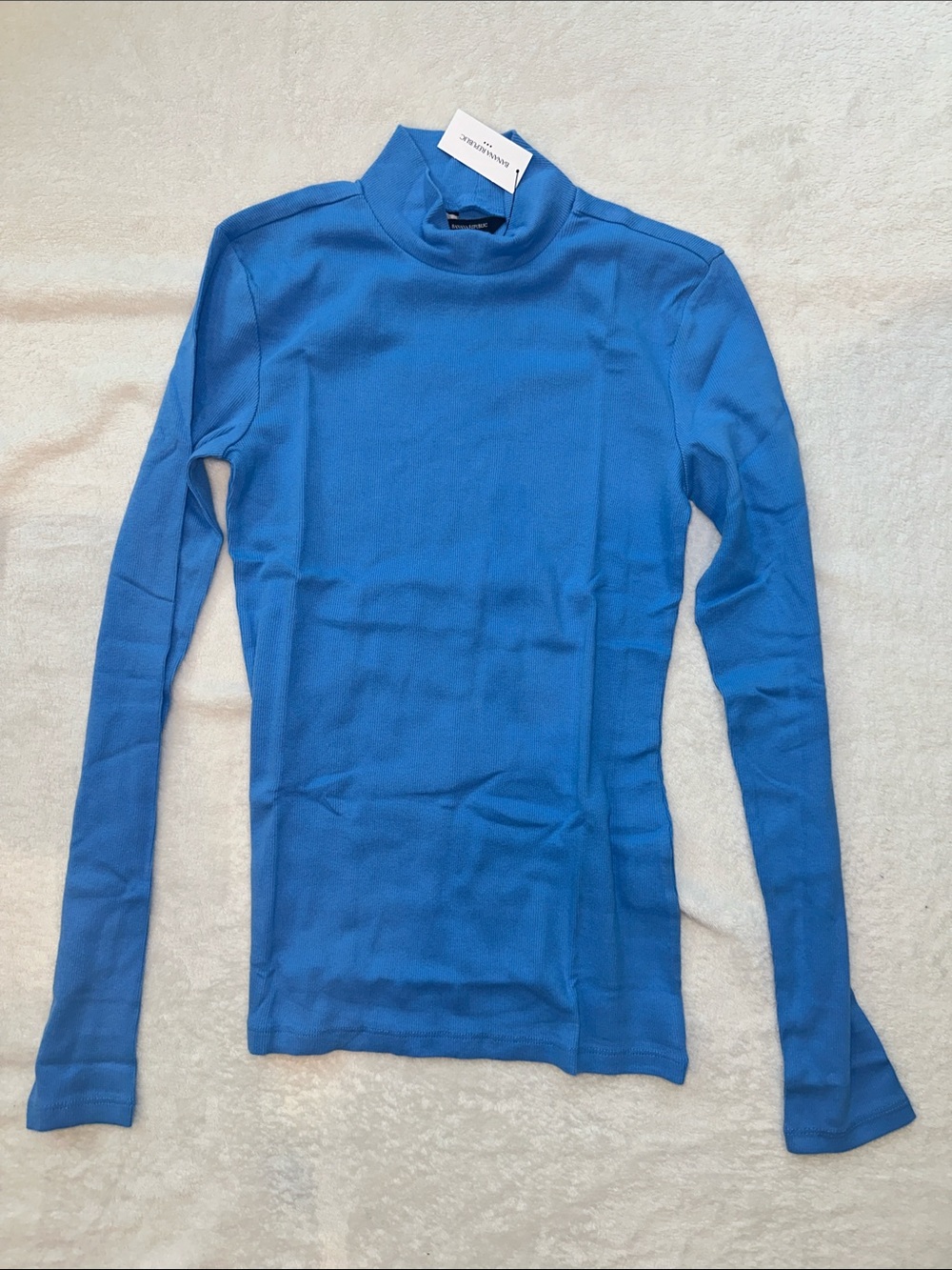 Banana Reoublic Women’s Medium Long-Sleeve Mock Turtle Neck Top - Bright Blue